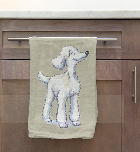 Poodle White Tea Towel
